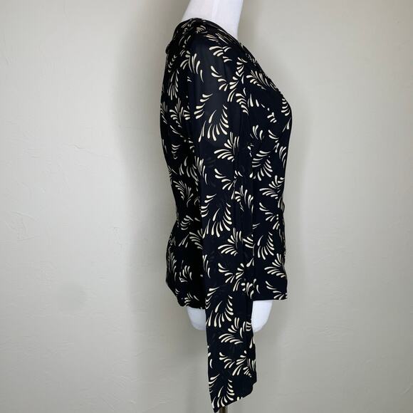 Dana Buchman Black Cream Patterned Blazer Evening Jacket Sz 10 - Picture 4 of 9